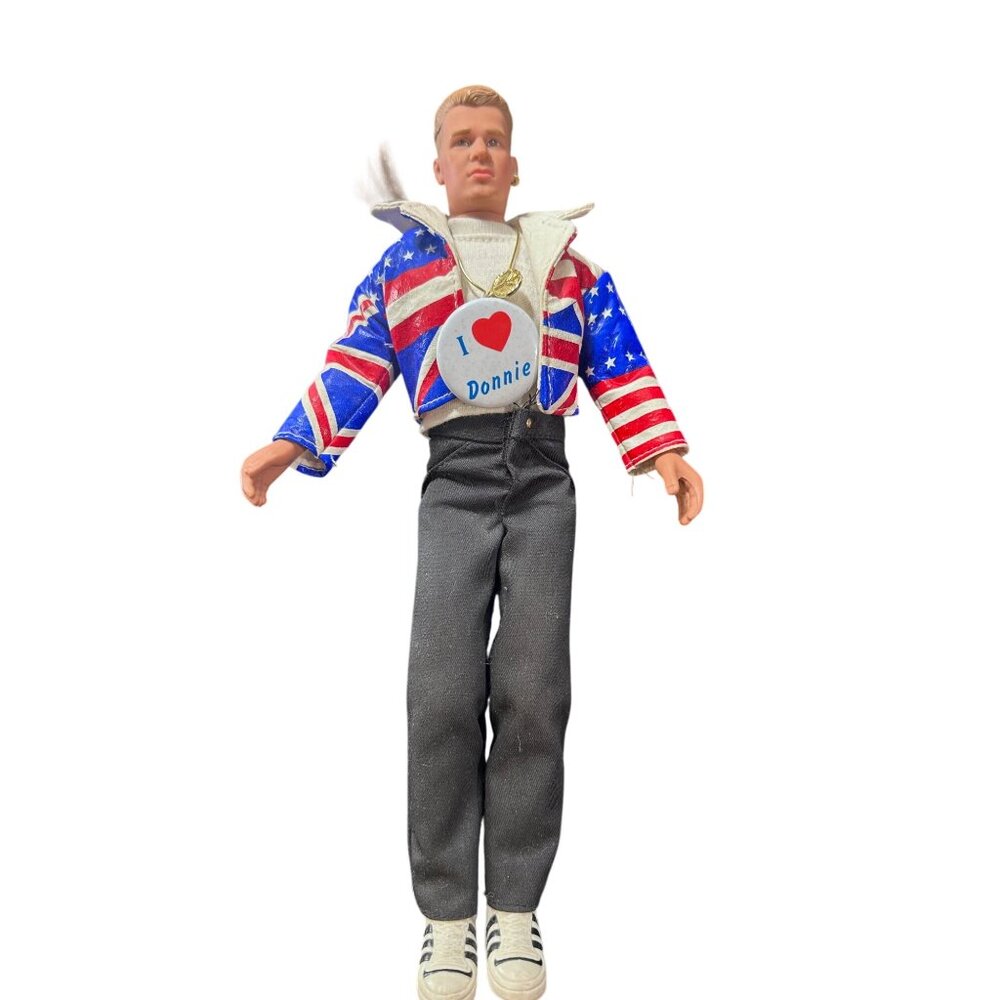 Vintage 1990 Donnie Wahlberg New Kids On The Block Doll With Union Jack & USA Ja